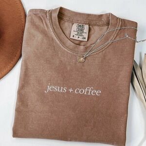 Comfort Colors Tan 'Jesus + Coffee' Tee